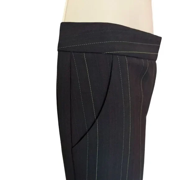 Anne Klein Black Pantsuit With Green & purple Pinstripes Size 6 - Picture 7 of 17